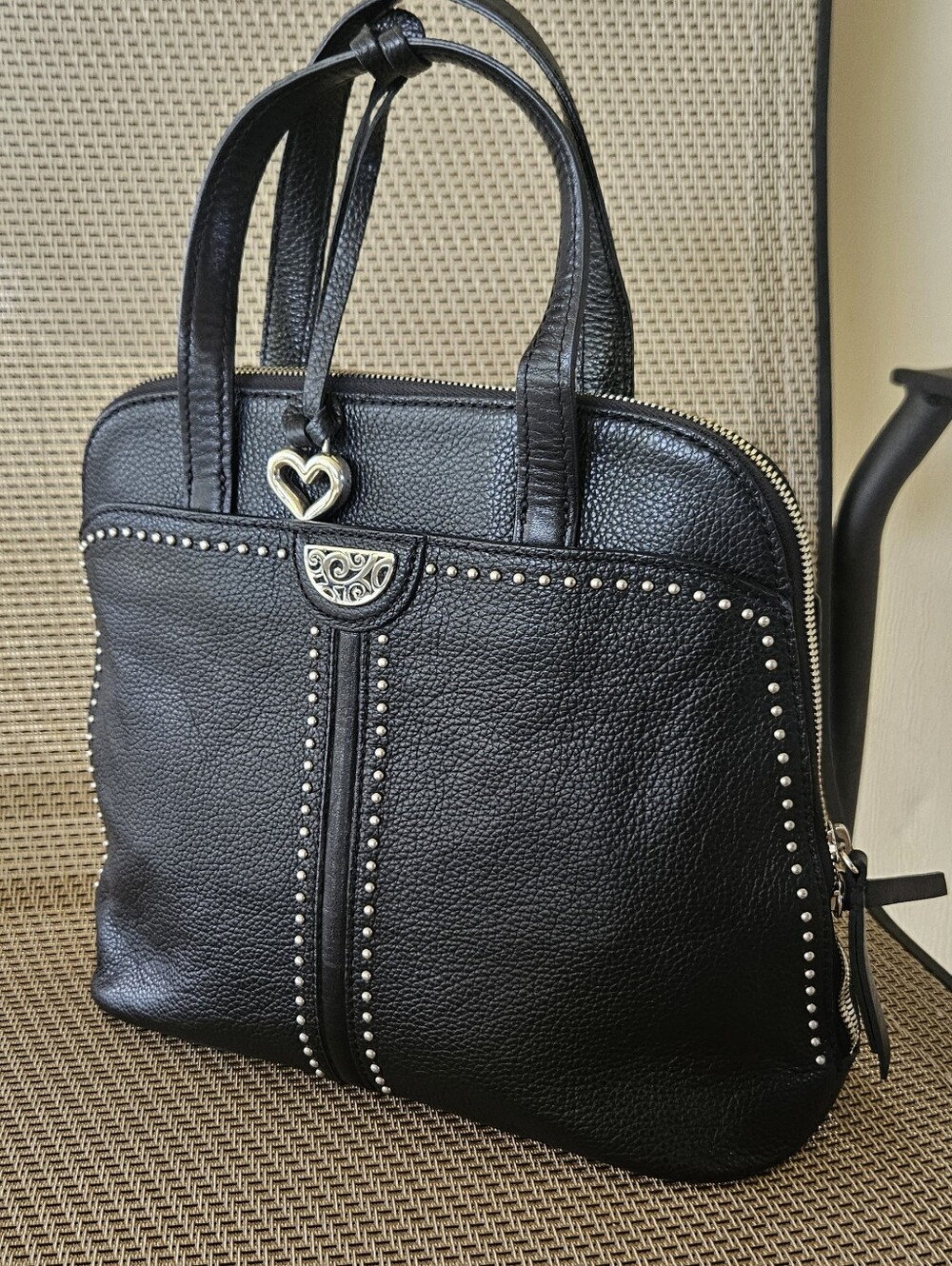Brighton Studded Black Leather Handbag